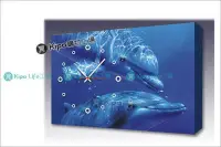 在飛比找Yahoo!奇摩拍賣優惠-KIPO-藍色海洋  海豚  無框畫掛鐘    無框畫鐘  