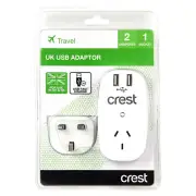 Crest AU to UK/HK/MY/SG Travel Electrical USB Fast Charge Port Adapter Socket