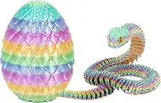 Snake Egg with Snake Inside - Dragon Egg Toy | Realistic Snake Hatching | 3-D Printed Movable Snake with Egg | Articulated Animals Figure Decoration | Fidget Toys Stress Reliever for Easter Stuffers