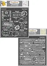 CrafTreat Mixed Media Stencils for Painting on Home Decor, Canvas, Wall Art, Bullet Journal, Notebook and Scrapbooking - Postal Card Label Making & Corrugated Stencils 2Pcs - 6"X6" Wall Decor Stencils