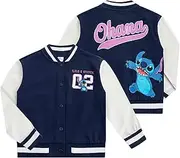 [Disney] Lilo & Stitch Minnie Mouse Girls Letterman Varsity Bomber Jacket for Big Kids
