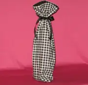 Handmade Fabric Wine Bottle Holder/Gift - Black and white check