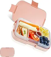 Pink 6-Compartment Lunch Box with Silicone Seal, Leak-Resistant, Microwave & Dishwasher Safe, Ideal for Kids' School Meals and Picnics