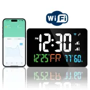 LED Graffiti Clock Automatic Time Calibration Wifi Temperature And Humidity Atomic Clock Mirror ClockFour Levels of Br