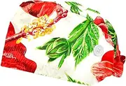 [FVQL] Pack of 2 Surgical Cap Scrub Cap with Buttons, Flower Hibiscus Pattern