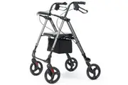 EQUIPMED 4 Wheel Lightweight Rollator Walker, Aluminium Frame, Seat, Carry Bag, for Seniors, Titanium Style