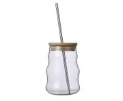 Elegant Glass Coffee Cup With Lid And Straw Ideal For Use At Home Or In The Office 500Ml