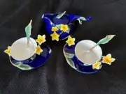 Sorelle Fine Porcelain - Cobalt Blue Tea Set - Jasmine Flowers - 8 pieces - New