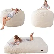 [MAXYOYO] Giant Bean Bag Chair Bed for Adults, Convertible Beanbag Folds from Lazy Chair to Floor Mattress Bed, Large Floor Sofa Couch, Big Sofa Bed, High-Density Foam Filling, Machine Washable