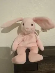Ty 4117 Beanie Babies Hoppity Rabbit - Pink - RARE - MISPRINTS