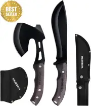 Axe & Fixed Blade Knife Set | Full Tang | Wood Handle | Camping & Hiking Gear