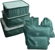 GUIFIER 7 Pack Compression Packing Cubes for Suitcases, Travel Luggage Packing Organizers Bags, Carry On Luggage Organizer Set, Organizer Storage Bags, Travel Cubes for Clothes (Blackish Green)