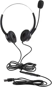 Head Mounted Headphone for Computer Noise Reduction Mic Comfortable Soft Ear Pad Rotatable Microphone for Gaming and