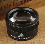 Magnifier Glass Lens Optics Loupes Portable For Jeweler Coins Stamps 30X x 40mm
