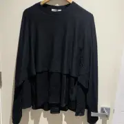 New Bnwt $119 Brave & + And True Jumper Cape Knit Wool Merino Size M Black