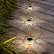 3 Pack LED Solar Outdoor Lights Flower Garden Landscape Step Porch Wall Lights