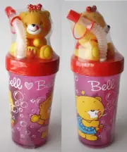 VINTAGE 90'S BELL BEAR TUMBLER DRINKING CUP BOTTLE NINETY NINE PINK NEW SEALED !
