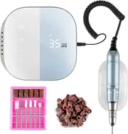 Professional Nail Drill Machine Electric Nail File Acrylic Gel Nails LCD Screen 35000RPM 100-240V Blue