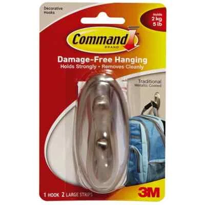 3M Command Decorative Hooks - Traditional Metallic Coated - Holds 5 lbs
