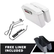White Saddlebags Chrome Conversion Bracket Fit For Harley Softail Deluxe 84-17