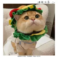 在飛比找蝦皮購物優惠-貓咪漢堡cosplay帽子 貓咪狗狗搞怪服飾頭套項圈 寵物薯