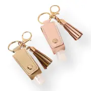 Stylish Hand Sanitizer Bottle Keychain Holder Leather Case Leak-Proof Travel New