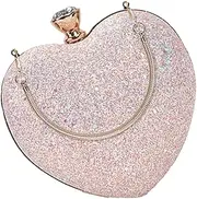 [Minkissy] Heart Shaped Sequins Clutch Bag for Dinner Parties Storage Pouch for Women Stylish Evening Use for Weddings Banquets and Cocktails