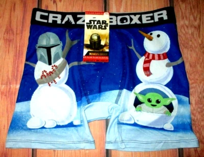 MENS CRAZY BOXER CHRISTMAS STAR WARS BABY YODA BOXER BRIEF SIZE M (32/34)