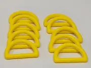 10 VTG Yellow Plastic Faux Wood Grain Texture 1-1/2" Dee Macrame Craft Rings