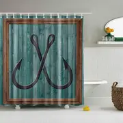 Catzon Vintage Wooden Printed Shower Curtains Bathroom Decor Accessory-21