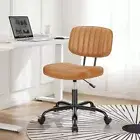 Armless Home Office Chair Ergonomic Desk with Comfy Low Back Lumbar Brown