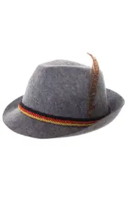 Oktoberfest Grey Fedora Hat with Feather