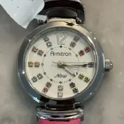 Armitron Now Women's Multicolor Watch White Pink Leather Y121E/3 - 32 mm Case