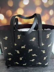 COACH Highline Musical Owls Black/Gold Leather Tote Limited Edition NWT