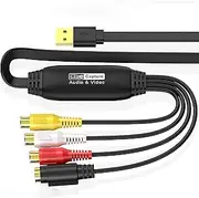 Tunghey USB2.0 Video Capture Card, RCA to USB Converter, VHS to Digital, 720P, Windows & Mac OS Compatible, Female, 1M