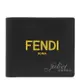 【全新現貨 補6個】茱麗葉精品 FENDI 7M0169 經典燙印LOGO對開八卡短夾.黑/黃現金價$10,800