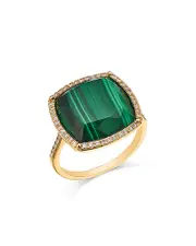 Bloomingdale's Fine Collection Malachite & Diamond Halo Ring in 14K Yellow Gold