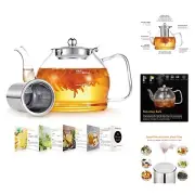 Glass Teapot, 40oz/ Glass Teapot with Removable Infuser, Clear Tea Pot for Bl...