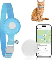 Cat GPS Tracker, Waterproof Pet Tracker for Cats, Cat GPS Tracker Collar with Safety Elastic Buckle, Works with Any Collar,Compatible with Apple Find My App (Only iOS), No Monthly Fee, Blue