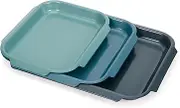 Joseph Joseph Nest™ Bake 3-Piece Non-Stick Baking Tray Set, Carbon Steel, Easy-Pull Handles, Stackable, Space-Saving Design, 10-Year Guarantee