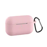 4 Pcs Silicone Cases For Airpods Pro Earphones All-Round Protective Cover Headset Storage Box Shockproof Shell With Carabiner Pink