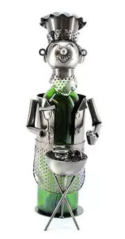 BBQ Master Grill Chef Metal Wine Bottle Holder