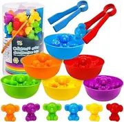 Counting Koalas Set 64pcs Montessori Educational Sorting Bears Toys with Matching Sorting Bowls Preschool Baby Bear Counters Math Games for 3+ Year Old Kids Toddlers wd(Colour)
