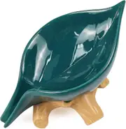 Polyroyal Leaf Soap Dish For Shower,ceramic Soap Holder With Stump Bathroom Ring Dish Holder