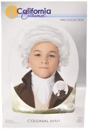 Colonial Man Wig White Powder Fancy Dress Up Halloween Child Costume Accessory
