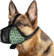 Soft Dog Muzzle for Large Dogs - Anti-Biting, Chewing, Licking, No Bark Mask - Breathable Mesh Printed Full Coverage With Anti-falling Accessory for Small, Medium, Large Sized Dogs XXL