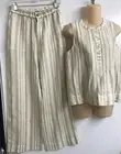 Faherty Natural Bombay Stripe Isha Top And Monterey Linen Pant Nwt Size XS