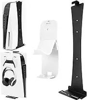 Aceshop PS5 Wall Mount, Bracket for Playstation 5 (Disc and Digital Edition) Sturdy Steel Mount with Controller Holder & Headphone Hanger Screws Sponge (Black), Black, (0199)