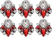uxcell 6Pcs Handmade Beaded Patches, Glass Crystal Rhinestone Appliques Vintage Sew on Beaded Patch for Clothing DIY Sewing Accessories, Red