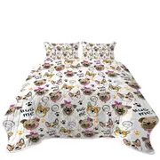 Captivating Cute Dogs Pattern Coverlet